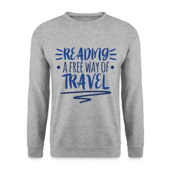 Leseratte Lesen Bücherwurm Buch Bücher Leser - Unisex Pullover - Weißgrau meliert - Vorne - Alina (178cm) & Michal (187cm)