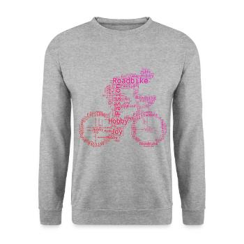 Damen Road Bike Rennradfahrer Roadbike Herren - Unisex Pullover - Weißgrau meliert - Vorne - Alina (178cm) & Michal (187cm)