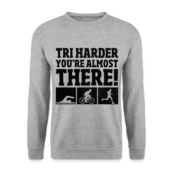 Tri Vous y êtes presque Triathlète Triathlo - Sweat-shirt Unisexe - gris chiné - Devant - Alina (178cm) & Michal (187cm)
