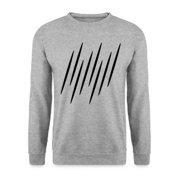 Kleine Schwarze Streifen - Unisex Pullover - Weißgrau meliert - Vorne - Alina (178cm) & Michal (187cm)