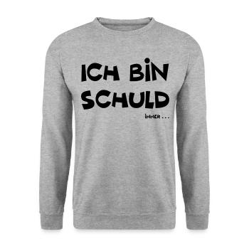 Ich bin schuld lustiger Spruch - Unisex Pullover - Weißgrau meliert - Vorne - Alina (178cm) & Michal (187cm)