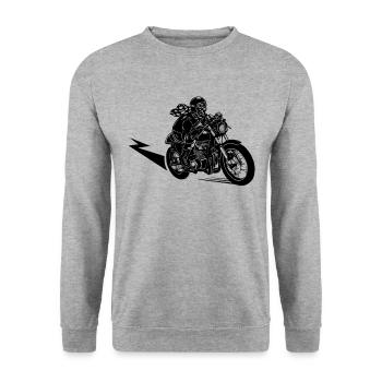 Motorbike rider - Unisex Sweatshirt - salt & pepper - Front - Alina (178cm) & Michal (187cm)