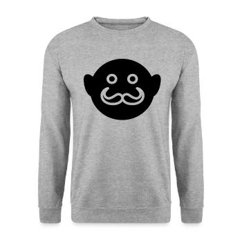 Gesicht Schnurrbart - Unisex Pullover - Weißgrau meliert - Vorne - Alina (178cm) & Michal (187cm)