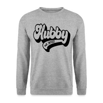 Hubby Est. 2022 - Futur mari, fête de fiançailles - Sweat-shirt Unisexe - gris chiné - Devant - Alina (178cm) & Michal (187cm)