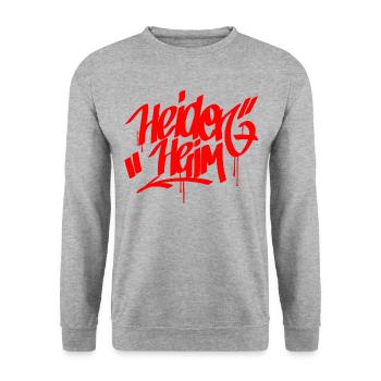 Heidenheim Tag rot - Unisex Pullover - Weißgrau meliert - Vorne - Alina (178cm) & Michal (187cm)