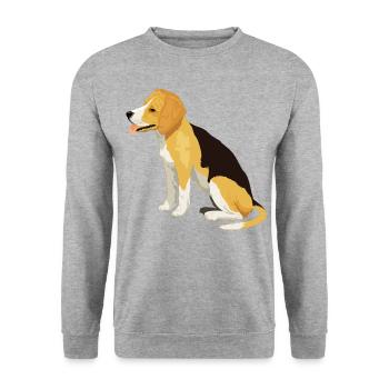 Schwarzer gelber Hund Beagle Haustier Tier Säugetier Fell - Unisex Pullover - Weißgrau meliert - Vorne - Alina (178cm) & Michal (187cm)