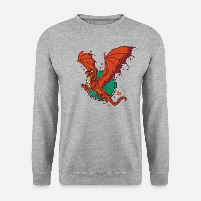 Dungeons & Dragons DND Roter Drache - Unisex Pullover - Weißgrau meliert