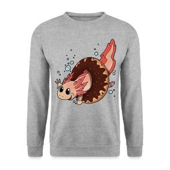 Axolotl Newt Donut - beignet d’idée cadeau cool - Sweat-shirt Unisexe - gris chiné - Devant - Alina (178cm) & Michal (187cm)