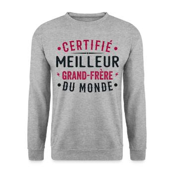 Certified Best Big Brother In The World Big Brother - Unisex Sweatshirt - salt & pepper - Front - Alina (178cm) & Michal (187cm)