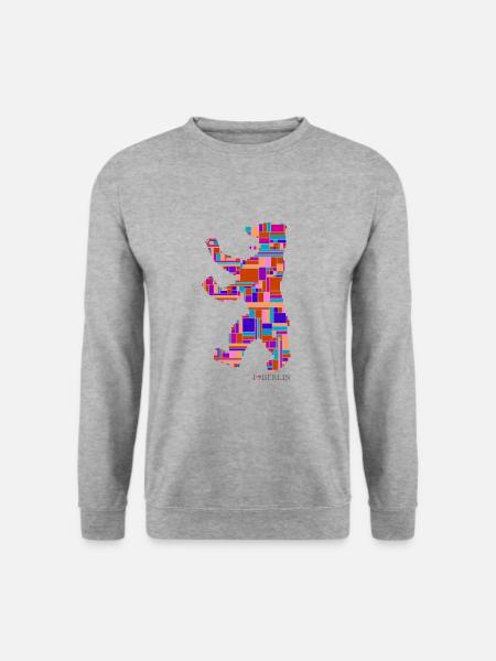 I Love Berlin Shirt - Berlin Bär Design - Berlin - Unisex Pullover - Weißgrau meliert