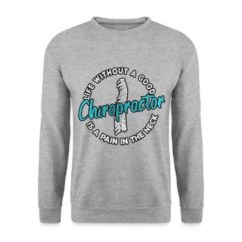 Chiropraktiker Physiotherapeut Nacken I Geschenk - Unisex Pullover - Weißgrau meliert - Vorne - Alina (178cm) & Michal (187cm)