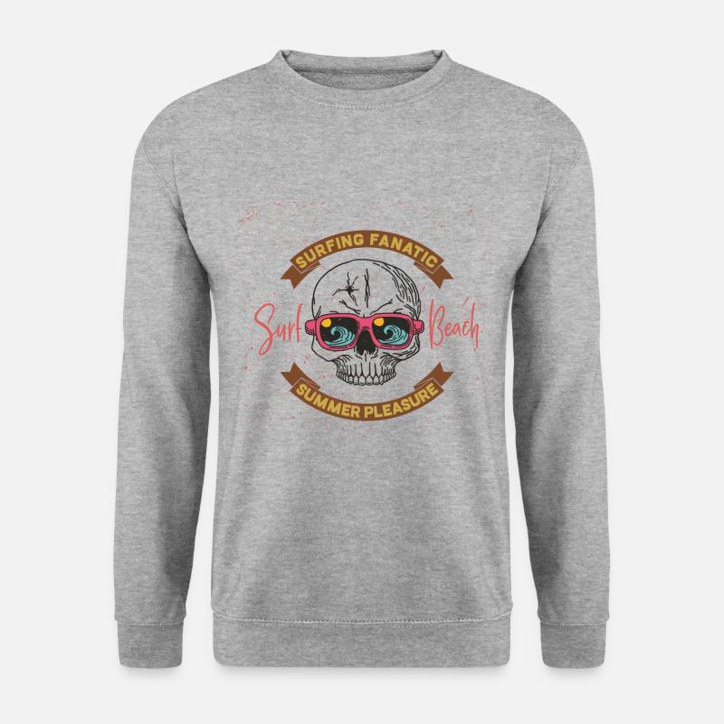 Sommer, Sonne, Surfen - Unisex Pullover - Weißgrau meliert