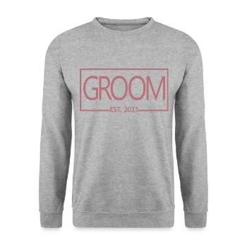 Groom Est. 2023 Engagement Gift Groom's Wedding - Unisex Sweatshirt - salt & pepper - Front - Alina (178cm) & Michal (187cm)