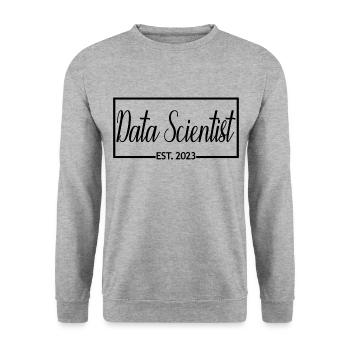 Data Scientist Est. 2023 Graduation Data Scientist - Unisex Sweatshirt - salt & pepper - Front - Alina (178cm) & Michal (187cm)