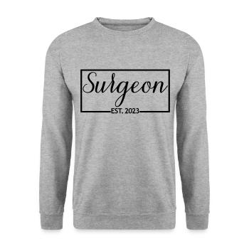 Surgeon Est. 2023 Graduated Surgeon Doctor Student - Unisex Sweatshirt - salt & pepper - Front - Alina (178cm) & Michal (187cm)
