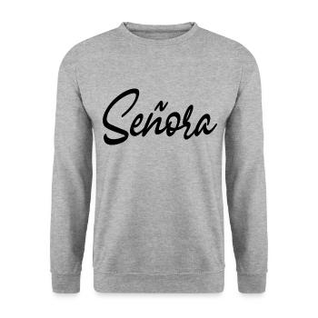 Señora Engagement Bride To Be Wedding Party - Unisex Sweatshirt - salt & pepper - Front - Alina (178cm) & Michal (187cm)