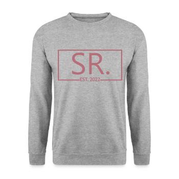 Sr. Est. 2022 Verlobung für die Hochzeitsfeier des Bräutigams - Unisex Pullover - Weißgrau meliert - Vorne - Alina (178cm) & Michal (187cm)
