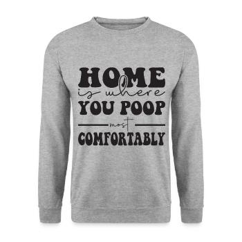 Home is where you Poop most comfortably - Unisex Pullover - Weißgrau meliert - Vorne - Alina (178cm) & Michal (187cm)