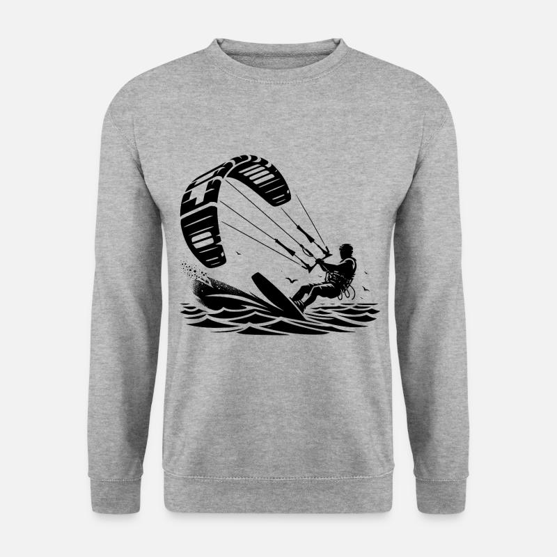 Kitesurfen Kitesurfer Kiteboard - Unisex Pullover - Weißgrau meliert