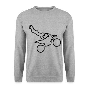 Motorrad Cross Freestyle Moto Trace - Unisex Pullover - Weißgrau meliert - Vorne - Alina (178cm) & Michal (187cm)