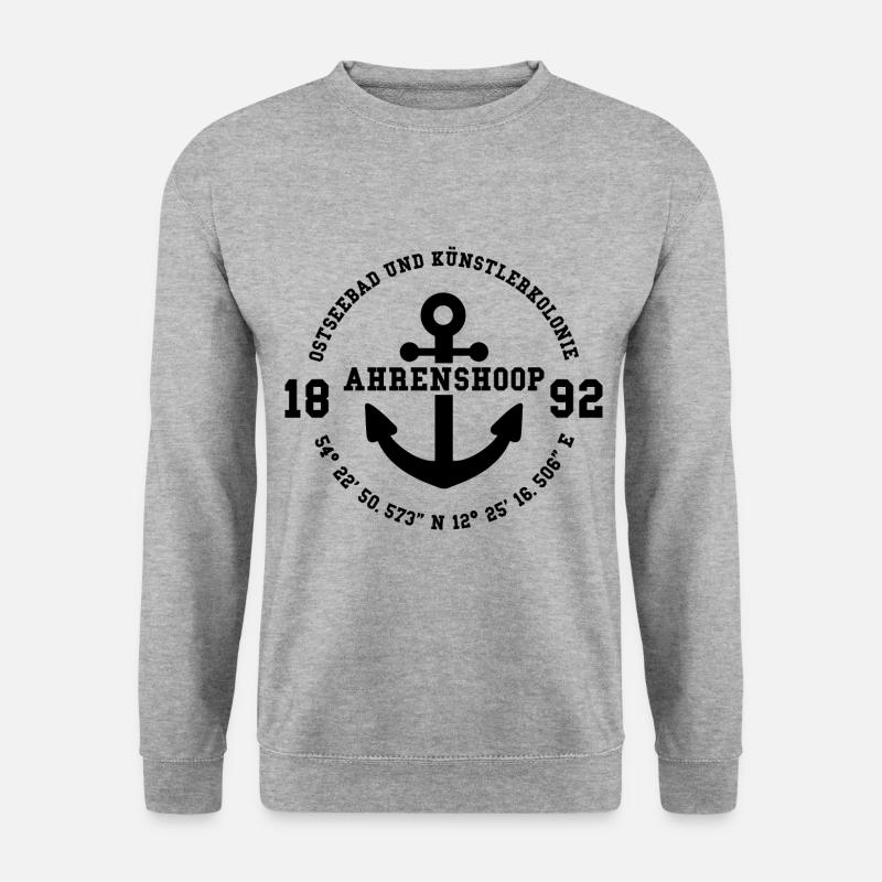 Ostseebad Ahrenshoop Strand Urlaub Küste Moin Nord - Unisex Pullover - Weißgrau meliert