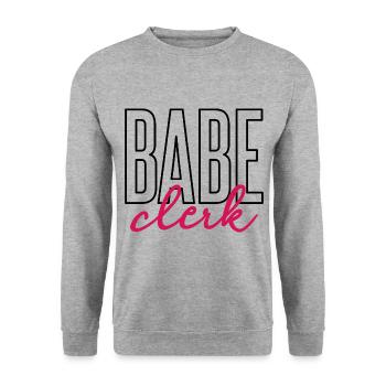 Retro Graphic Bank Clerk Bookkeeper Bank Employee - Unisex Pullover - Weißgrau meliert - Vorne - Alina (178cm) & Michal (187cm)