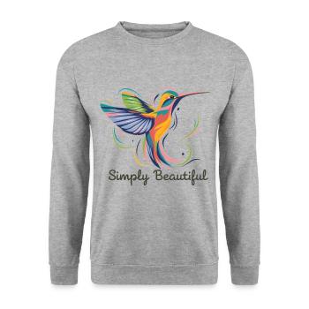 Une touche de beauté : le colibri à l’honneur - Sweat-shirt Unisexe - gris chiné - Devant - Alina (178cm) & Michal (187cm)
