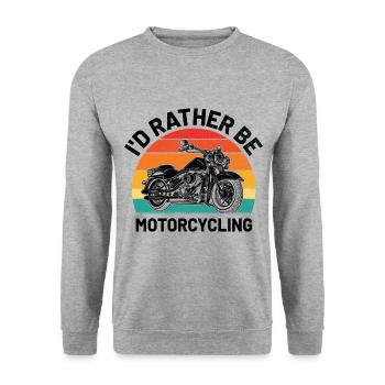 Ich wäre lieber Motorradfahren, Motorradfahrer, Motorradfahrer, Motorradfahren, Motorradfahren, - Unisex Pullover - Weißgrau meliert - Vorne - Alina (178cm) & Michal (187cm)