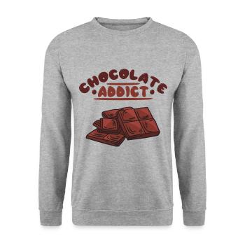 Schokolade Schoko Naschkatze Süßigkeit Schokotafel - Unisex Pullover - Weißgrau meliert - Vorne - Alina (178cm) & Michal (187cm)