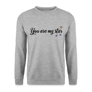Du bist mein Stern - Unisex Pullover - Weißgrau meliert - Vorne - Alina (178cm) & Michal (187cm)