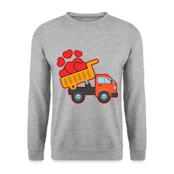 Excavator Construction Site Construction Worker Construction Heart I Gift - Unisex Sweatshirt - salt & pepper - Front - Alina (178cm) & Michal (187cm)