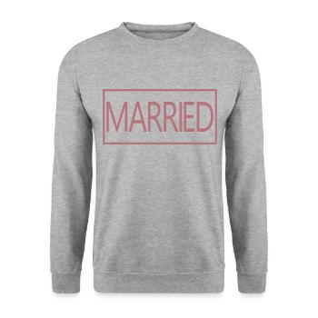 Couple marié assorti Hommes & Femmes Jour de mariage - Sweat-shirt Unisexe - gris chiné - Devant - Alina (178cm) & Michal (187cm)