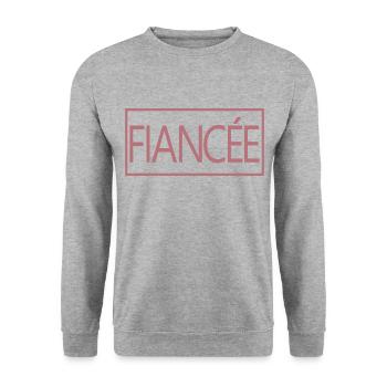 Verlobte passende Verlobung Hochzeit Flitterwochen - Unisex Pullover - Weißgrau meliert - Vorne - Alina (178cm) & Michal (187cm)