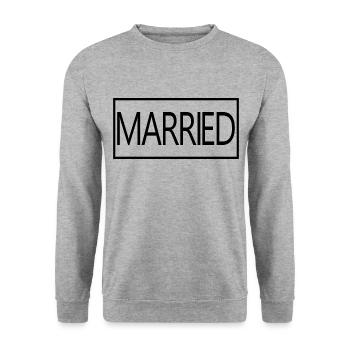 Couple marié assorti Hommes & Femmes Jour de mariage - Sweat-shirt Unisexe - gris chiné - Devant - Alina (178cm) & Michal (187cm)