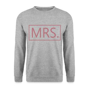 Mrs. Matching Paar Verlobung Hochzeit Flitterwochen - Unisex Pullover - Weißgrau meliert - Vorne - Alina (178cm) & Michal (187cm)
