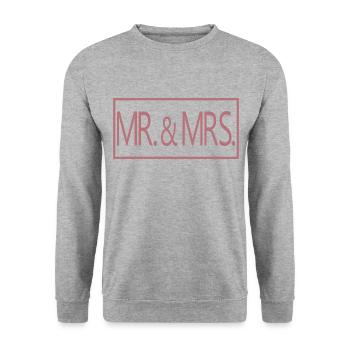 M. & Mme Couple marié Hommes & Femmes Cadeau de mariage - Sweat-shirt Unisexe - gris chiné - Devant - Alina (178cm) & Michal (187cm)