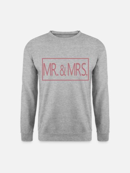 Herr & Frau Ehepaar Männer & Frauen Hochzeitsgeschenk - Unisex Pullover - Weißgrau meliert