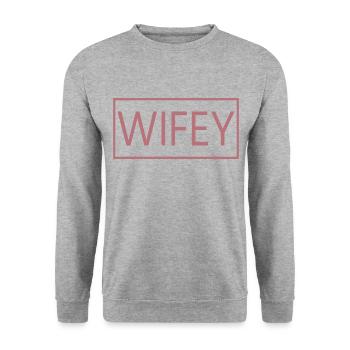 Wifey Matching Couple Engagement Wedding Honeymoon - Unisex Sweatshirt - salt & pepper - Front - Alina (178cm) & Michal (187cm)