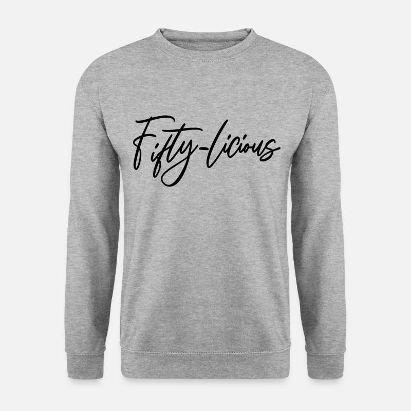 Fifty-Licious Funny 50th Birthday Party Männer Frauen - Unisex Pullover - Weißgrau meliert