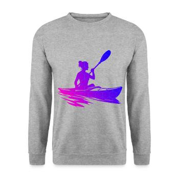 Kajak Damen Kajakfahren Kayak Kanu Herren - Unisex Pullover - Weißgrau meliert - Vorne - Alina (178cm) & Michal (187cm)
