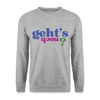 Lustige Sprüche "Gehts noch" - Unisex Pullover - Weißgrau meliert - Vorne - Alina (178cm) & Michal (187cm)