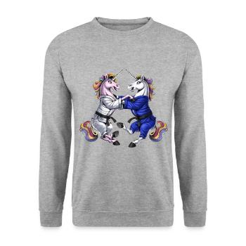 Licornes Jiu-Jitsu Lutte - Sweat-shirt Unisexe - gris chiné - Devant - Alina (178cm) & Michal (187cm)
