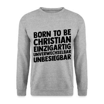 Vorname Chris Christian - Unisex Pullover - Weißgrau meliert - Vorne - Alina (178cm) & Michal (187cm)