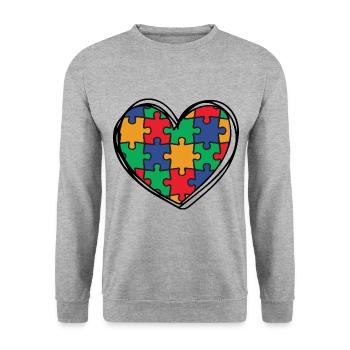 Autismus Autisten - Unisex Pullover - Weißgrau meliert - Vorne - Alina (178cm) & Michal (187cm)