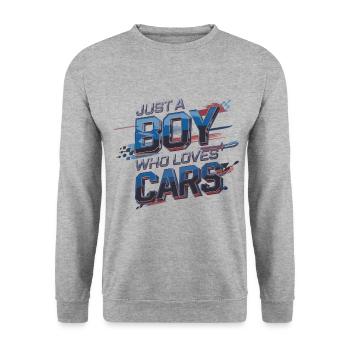Juste un garçon qui aime les voitures – pour les amoureux des voitures - Sweat-shirt Unisexe - gris chiné - Devant - Alina (178cm) & Michal (187cm)