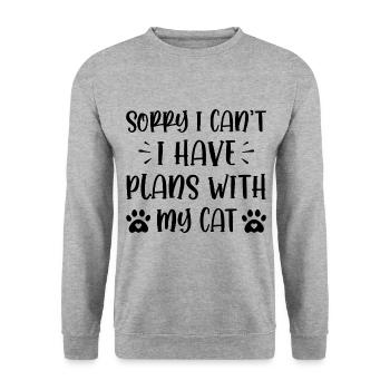 Sorry I Cant I Have Plans With My Cats Cat Owner T - Unisex Pullover - Weißgrau meliert - Vorne - Alina (178cm) & Michal (187cm)