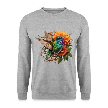 Enchanting Hummingbird - Unisex Sweatshirt - salt & pepper - Front - Alina (178cm) & Michal (187cm)