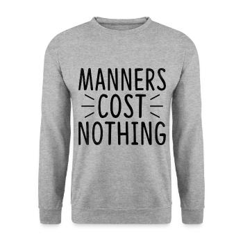 Les manières ne coûtent rien Sarcasme Sarcastique - Sweat-shirt Unisexe - gris chiné - Devant - Alina (178cm) & Michal (187cm)