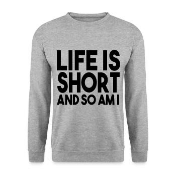 Drôles de phrases Drôles De Cadeaux - Sweat-shirt Unisexe - gris chiné - Devant - Alina (178cm) & Michal (187cm)