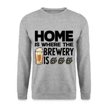Home Is Where The Brewery Is Homebrewing Craftbeer - Unisex Pullover - Weißgrau meliert - Vorne - Alina (178cm) & Michal (187cm)